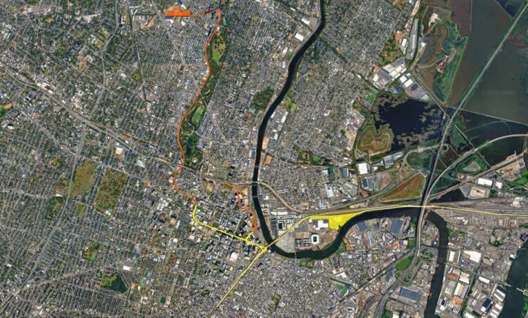 Newark - przykład wyglądu nakładki w Google Earth nakładka - przykład