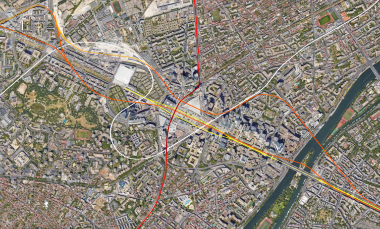 Paryż La Défense - przykład wyglądu nakładki w Google Earth nakładka - przykład